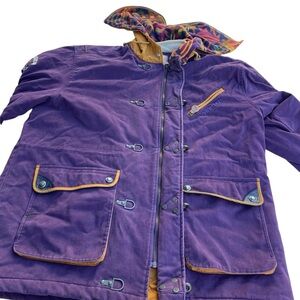 Starter Rugged Terrain Jacket Coat Hooded Aztec Mens Sz XL Purple Gold Vtg 90s